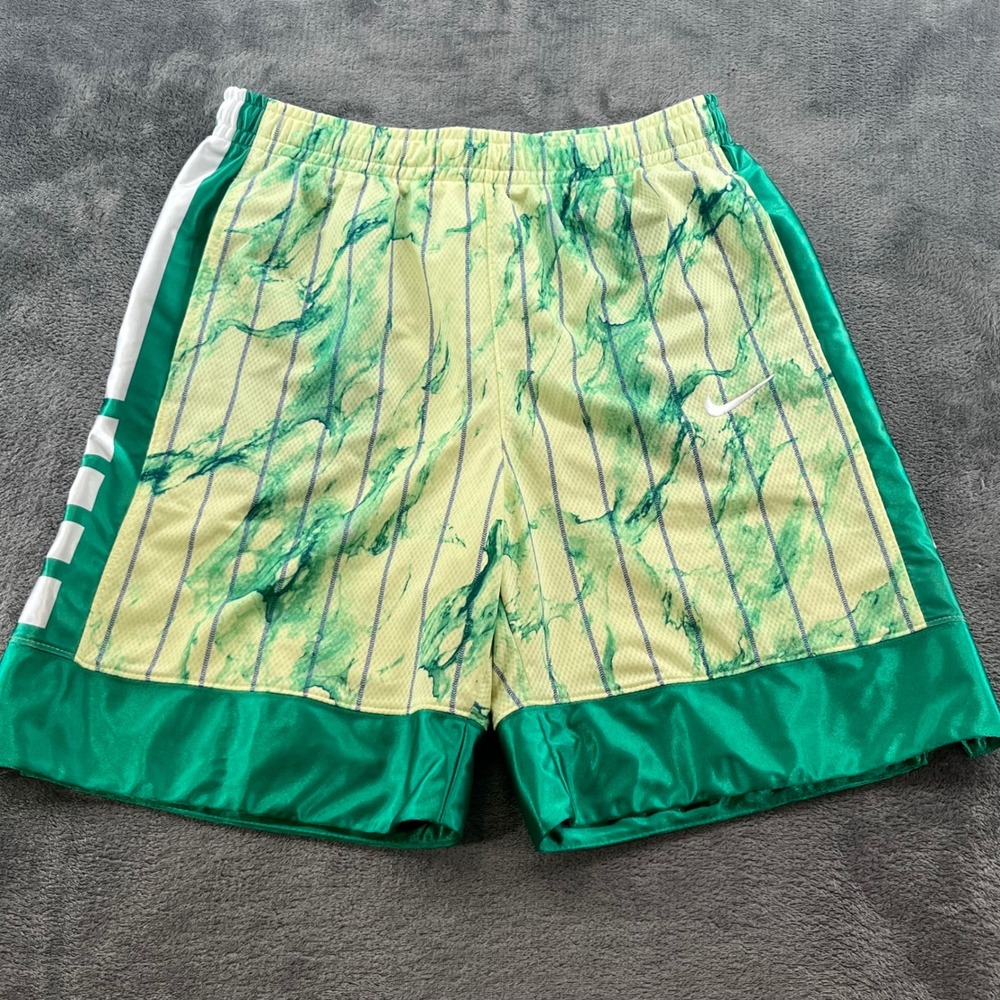 Nike Dri-FIT Basketball Shorts XL Green Yellow Marble Pinstripe FD4006-324